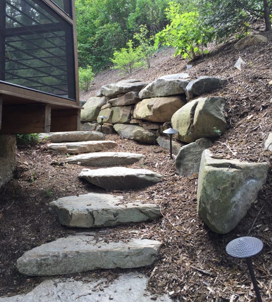 rustic stone steps residential landscape architecture